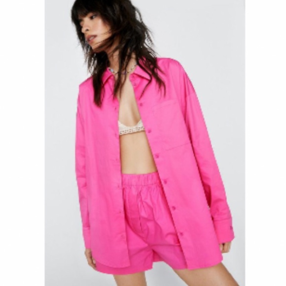 Nasty Gal Pink Shirt and shorts poplin 6